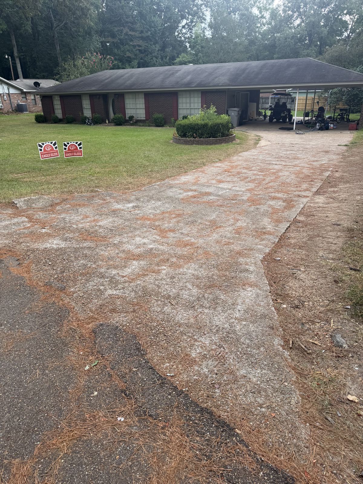Driveway before pressure washing